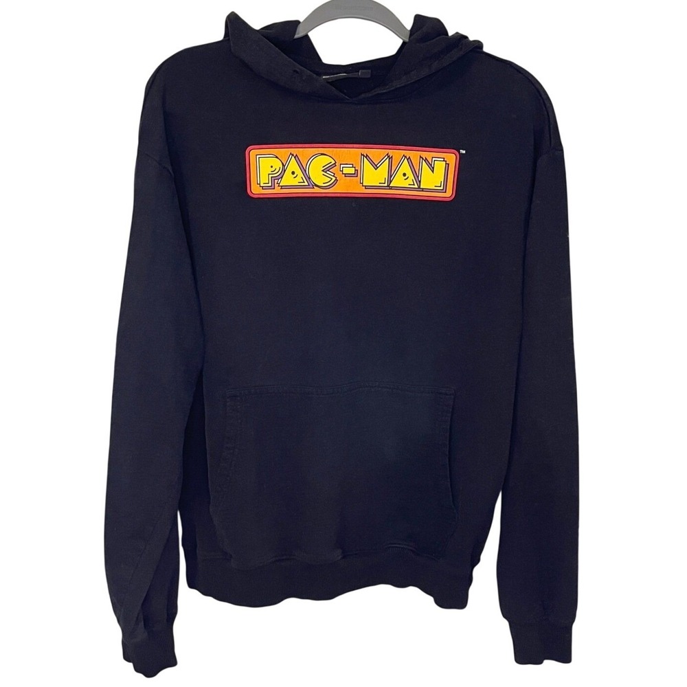 Pac-Man Black Graphic Hoodie Retro Arcade‎ Game Over Pullover Mens Large